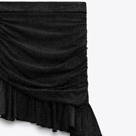 NWT ZARA | High-Waisted Sparkly Ruched Mini Skirt - Picture 6 of 8
